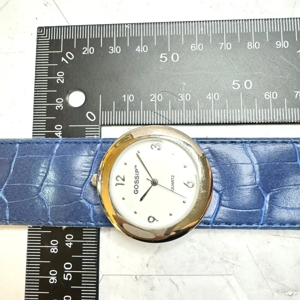 GOSSIP Woman's Watch Set Silver Tone 5 Faux Leather Interchangeable Slap Bands